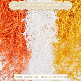 SOFPLATE 1/2 LB Fall Color Shredded Paper Filler Thanksgiving Crinkle Cut Paper Shred Filler Bulk White Orange Gold Gift Filler Paper Shreds for Gift Wrapping Packaging Basket Filling Birthday Wedding