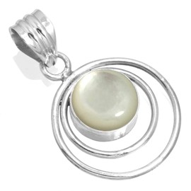 Jeweloporium 925 Sterling Silver Pendant for Women White Real Mother of Pearl Stone Fashion Silver Pendant Necklace Engagement Gift Boho Jewelry