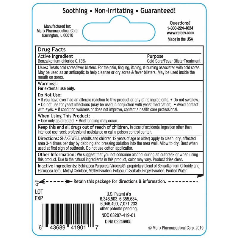 RELEEV 1 Day Cold Sore Treatment 6 mL (Pack of