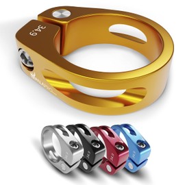IMPALAPRO Bicycle Seat Clamp - Seat Clamp 34.9/31.8 - Aluminium Alloy Seat Clamp - Bicycle Saddle Mount - Bicycle Saddle Attachment - Saddle Clamp (Golden, 34.9 mm)