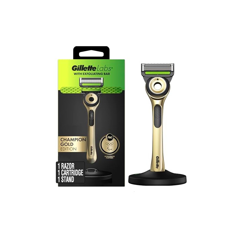 GilletteLabs with Exfoliating Bar Razor for Men, Champion Gold Edition
