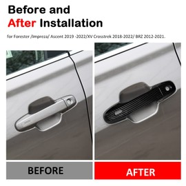 DEYTOP Exterior Door Handle Cover for Subaru Impreza/Forester/Ascent 2019-2022 Door Handle Trim for Subaru XV Crosstrek 2018-2024/BRZ 2012-2021 with 2 Keyless Entry Holes (Carbon Fiber Paint)