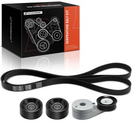 A-Premium Engine Serpentine Belt Drive Kit with Tensioner & Idler Pulley Compatible with Chevy, Olds. & Pontiac Vehicles - Malibu 97-00, Alero 99-01, Cutlass 97-99, Grand Am 99-01 - OHV V6 3.1L 3.4L
