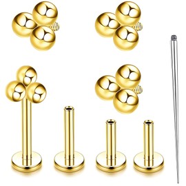 ClcIosis Pack of 5 6/8/10 mm Helix Piercings, Gold Conch Piercing, Gold Suit, Earrings, Earnail Accessories, Durable and Suitable for Daily Use, Used for Women's Ears and Lips (Golden)
