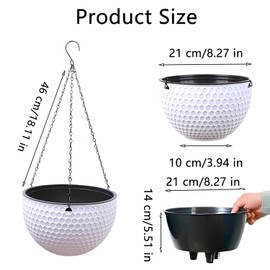 DUOHERESHUI Hanging Planter, Pack of 2 Outdoor Hanging Baskets, Hanging Basket, Hanging Basket with Rustproof, with Drainage Holes and Plugs, for Indoor, Outdoor, Ceilings, Balconies, Wall Decoration