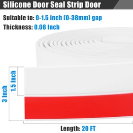 Draft Seal Tape for Doors and Windows 3 in x 20 Ft Silicone Weather Stripping Extra Thick 2mm Door Seal Strip with Strong Adhesive Draft Insulation Stopper Side Seal - White