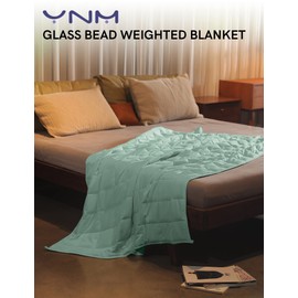 YnM Weighted Blanket — Heavy 100% Oeko-Tex Certified Cotton Material with Premium Glass Beads (Sprout Green, 41''x60'' 7lbs), Suit for One Person(~60lb) Use on Twin Bed