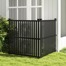 Giantex 45''W x 45''H Outdoor Privacy Screens, 2 Panels Air Conditioner Fence with Metal Stakes, Pool Equipment Enclosure, Trash Can Screens Fence Kit for Outside Backyard Patio (2 Panels,Black)