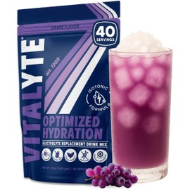 Vitalyte Electrolyte Powder Drink Mix, Isotonic Electrolyte Hydration Mix, Gluten Free Post Workout Powder Mix, Pack of 1, 35 oz., Grape Flavor