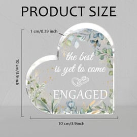 SUPERDANT Heart Shaped Acrylic Plaque Happy Engagement Crystal Ornament Thank You Gifts for Engaged Couples Table Centerpieces Signs and Plaque 10x10x1 cm