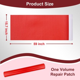 Self Adhesive PVC Net Clamping Cloth Repair Patch, Waterproof Repair Tape Patch, Canvas Fabric Leather Nylon Tent Tarpaulin Faux Leather Repair Refurbished Patch (Red, 15.7x59 inch)