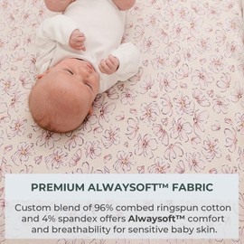 Pobibaby - 2 Pack Premium Bassinet Sheets for Standard Bassinets - Ultra-Soft Jersey Knit, Stylish Floral Pattern, Safe and Snug for Baby (Blossom)