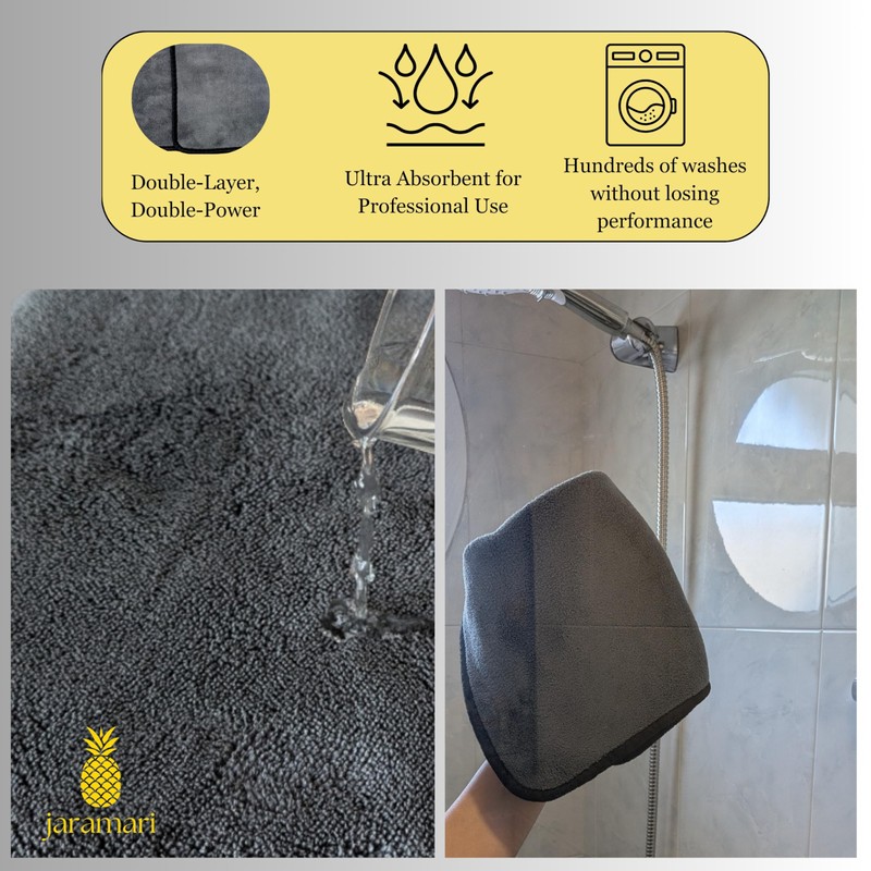 jaramari® 2 x Super Absorbent Microfiber Cloth 60x40cm Charcoal Grey.