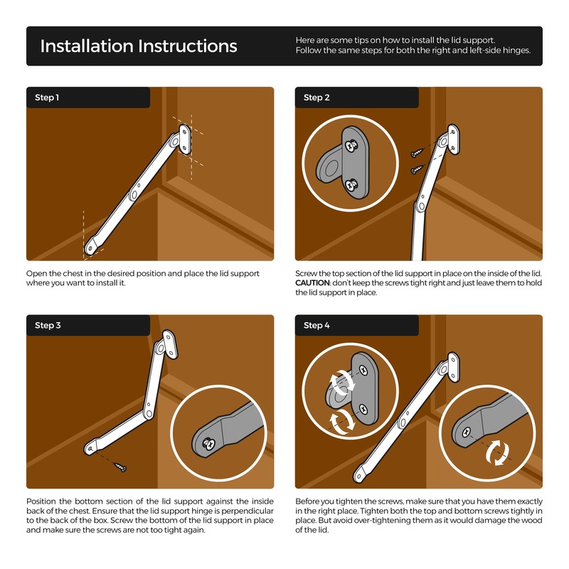 Heavy Duty Brass Plated Lid Stay - One Pair -