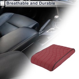 VekAuto Car Center Console Cover Car Armrest Cover 12.6"x8.27"x1.97" Dark Red Nappa Leather Memory Foam