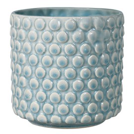 Bloomingville Stoneware Flower Pot with Polka Dots, Sky Blue