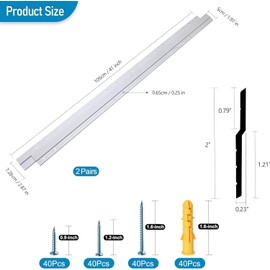 (41 inch) French Cleat Hanger Heavy Duty 500 Lbs Load, 2 Pairs Aluminum Z Clips French Cleats, Interlocking Wall Mount Bracket Hardware Kit for Mirrors, Picture, Shelf, Headboard, Art, Frames