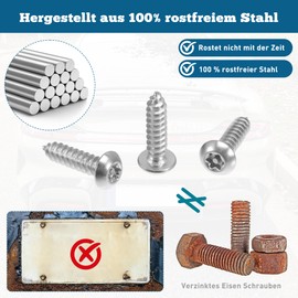 WUISOLQP Kennzeichen Schrauben mit Kappen, Anti Diebstahl Kennzeichen Schrauben Kennzeichenhalter Schrauben Sicherheitsschrauben Diebstahlschutz Nummernschild Schrauben für Behoben KFZ Nummernschild