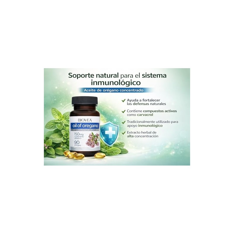Biovea Capuslas de Aceite de Oregano con 88% Carvacrol y