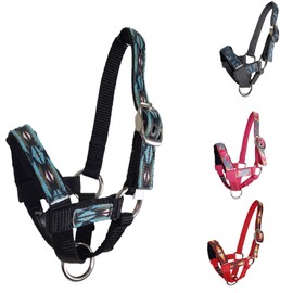 Tahoe Tack Nylon Overlay Alpaca Halter with Padded Noseband (Blue Aztec, Small)