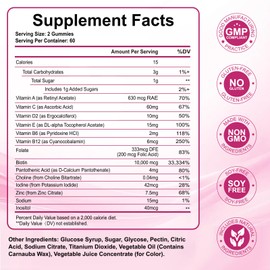 Hair Skin and Nails Gummies, Biotin(10,000mcg) Hair Skin and Nails Vitamins Supplement for Women, Men Supports Faster Hair Growth, Stronger Nails, Healthy Skin, 120 Count