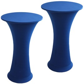 Jusmate Cocktail Spandex Stretch Round Tablecloth, 2 Pack 24"x43" Fitted Highboy Stretch Table Cover High Top Round Cocktail Tablecloth for Bar Wedding Party Banquet (Royal Blue)