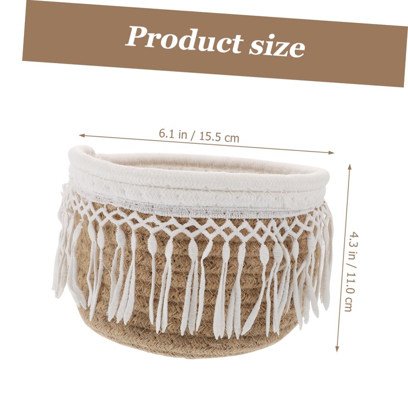 Alipis 1pc Multi-functional Cotton Thread Storage Basket Bohemian Style Organizer