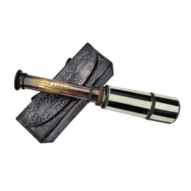 Handheld Marine Solid Brass Telescope, 16" Pirate Monocular Telescope - DOLLOND London Functional Vintage Replica Nautical Antique Spyglass Telescope with Leather Case