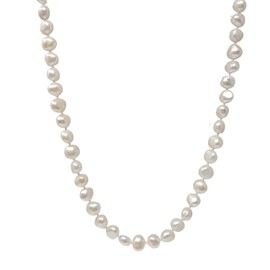 Treasure Bay Women's Pearl Necklace | 7-8mm Natural White Baroque Freshwater Pearl Necklace For Women and Girls (46)
