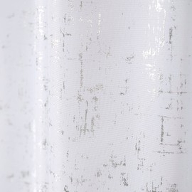 Taisier Home Gold Foil Print Linen Textured Curtains Geometric Dots Pattern Design Curtains for Bedroom Thermal Insulated Window Treatment 2 Panels 95" L,White and Gold Curtains Print