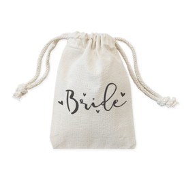 The Cotton & Canvas Co. Bride Wedding Party Favor Bags, Cookie, Candy and Treat Bag and Drawstring Pouch, 6-Pack