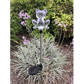 Ntertainment House Set of 1 Solar Garden Stake Lights with Color Changing LED or Regular White LED Landscape Path Lights (1 Piece) (Cat)