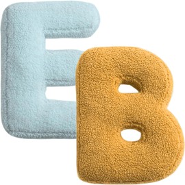 Letter Pillow Initial Cute Blue Throw Pillows Educational Plush Soft Decorative English Alphabet Pillow for Nursery Room, Couch, Beding, Letter E, Initial, Throw-