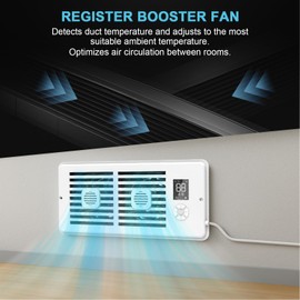 Household Ventilation Fans4*12“,10 Speeds to Control Cool and Warm Airflow, Air Conditioning Vents with LED Screen Remote & Thermostat Control, for Room Walls & Floors (White)