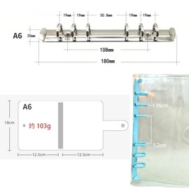 A6 6 Ring Soft PVC Clear Binder Set of 2 (Pink&Blue) Refillable/Snap Button Refillable Notebook Cover for Scrapbooking