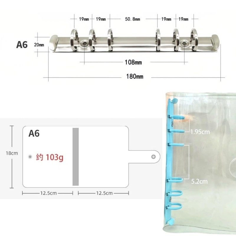 A6 6 Ring Soft PVC Clear Binder Set of 2