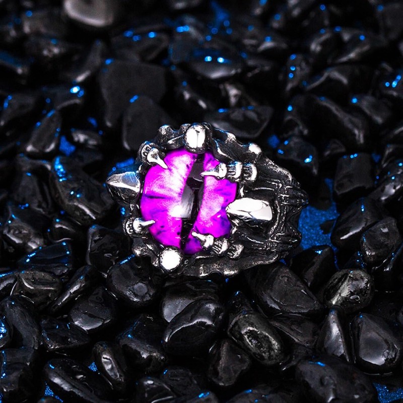 Evil Eye Claw Biker Ring, Eyeball Claw Ring for Men,