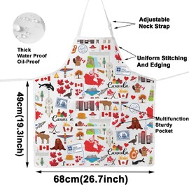 MYSOMY Canada Cooking Apron Canadian Kitchen Apron Canada Maple Leaf Apron Canada Themed Gifts (Canadaapron)