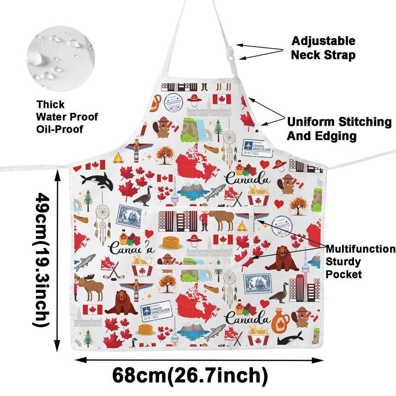 MYSOMY Canada Cooking Apron Canadian Kitchen Apron Canada Maple Leaf