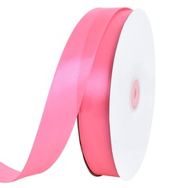 Toniful 1 Inch x 100 Yards Pink Satin Ribbon Thin Plain Satin Ribbon for Gift Wrapping Crafts Hair Bows Wedding Decoration Invitation Cards Bouquets Christmas