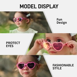 SLXJCXHQ Baby Heart sunglasses Flexible Polarized UV400 with Strap for Girls Boys Toddlers from 0-24 months