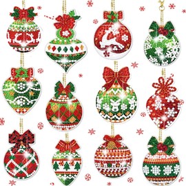 QUANMAITONG Diamond Painting Weihnachten，Bastelset Weihnachten Kinder，Diamond Painting Anhänger Weihnachten，5D Weihnachtsball Diamond Painting Kinder DIY Schlüsselanhänger