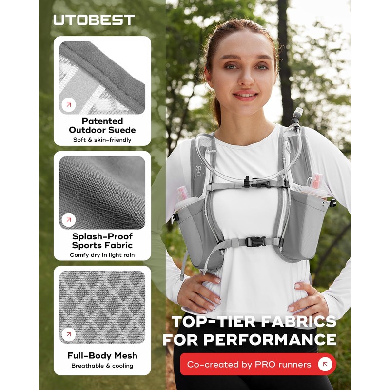 UTOBEST Running Vest, 5L Hydration Vest Lightweight, Running Backpack with