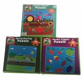 PBS Kids 48 Piece Puzzle Set of 3 Garden Veggies Curious Critters Spring Morning