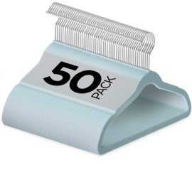 TechZoo 50 Premium Kids Velvet Hangers - 14" Inch Non-Slip Kids Hangers - Ultra Slim Space Saving Children Hangers - 360°Swivel Hook, Strong & Durable Kids & Preteen Hangers - Blue