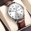 OLEVS Leather Band Watches for Men Easy Reader Date Mens
