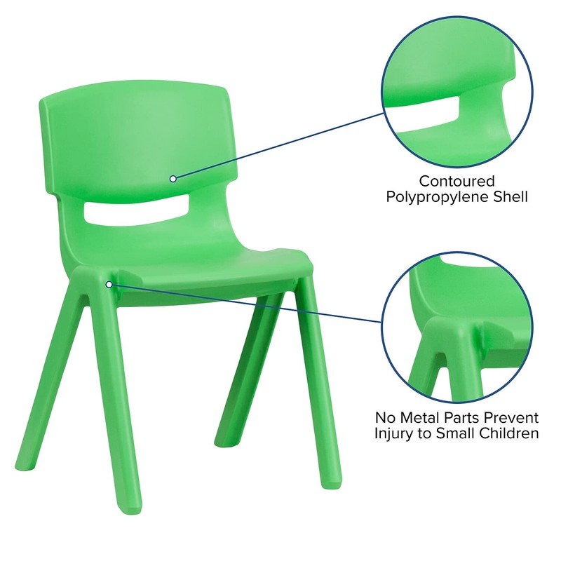 Flash Furniture 4 Pack Green Plastic Stackable School Chair with