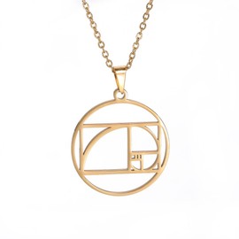 TEAMER Fibonacci Golden Spiral Necklace Stainless Steel Golden Cut Pendant Portable Math Irrational Charm Pendant Geometric Jewellery for Women, Stainless Steel