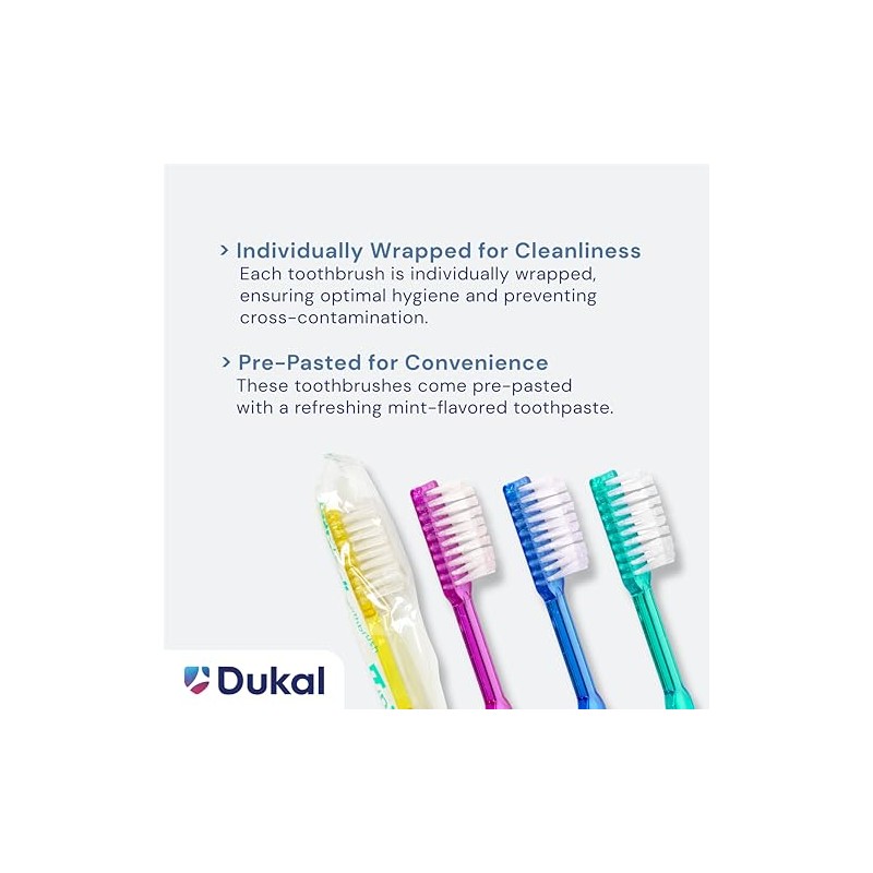 Dukal Fast Brush - Cepillos de dientes desechables prepegados (caja