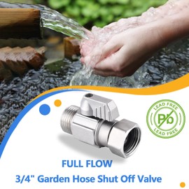 304 stainless steel Garden Hose Shut Off Valve Full Flow, Heavy Duty Water Shut-Off Connector, 3/4”GHT Garden Hose Ball Valve Adapter, Lawn Hose-end Flow Control Valve